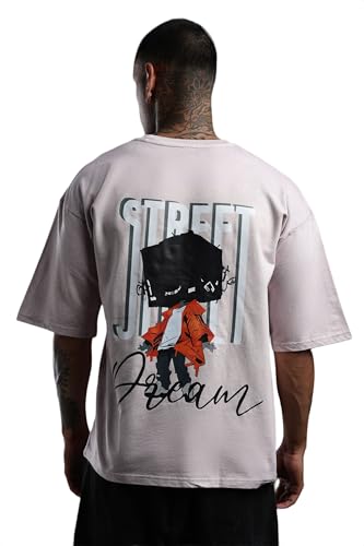 Image of DUIT Men's Printed Round Neck Cotton Blend T-Shirt White Color