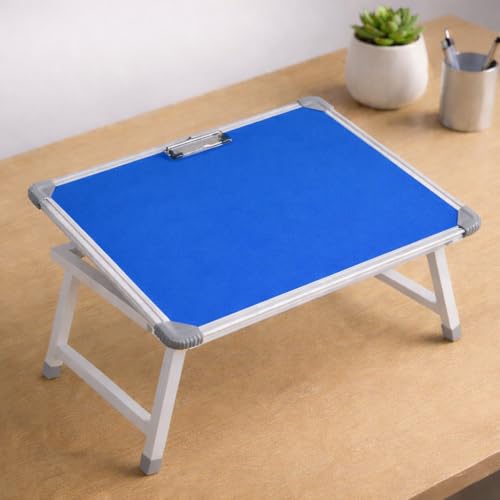 Image of YAJNAS Multipurpose Portable Study Laptop Table (15 x 23 Inch) | Height Adjustable Foldable Lap Desk & Bed Table for Kids, Home, Office, Online Classes & Learning - Blue
