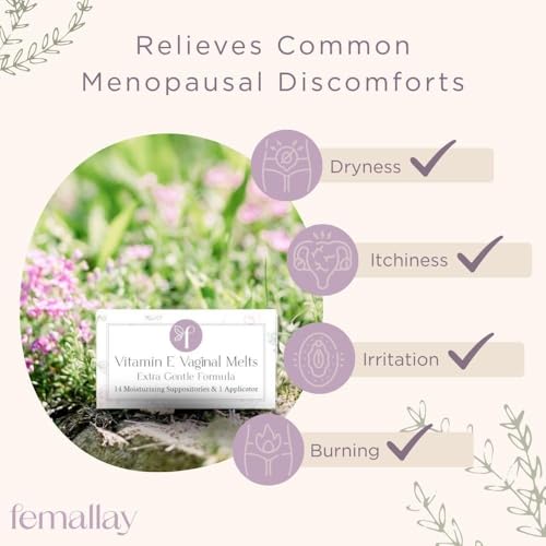 Image of Femallay Organic Vitamin E Vaginal Melts - Original (Unscented) - 1-pack | Feminine Moisturizing Support for Gentle Daily Vaginal Hydration & Comfort, with Natural Ingredients that Sooth and Refresh