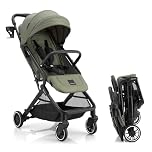 Gromast Compact Fold Baby Stroller, Lightweight Travel Toddler Stroller with One-Click Fold, Extendable UPF50+ Canopy, Cup Holder, UV Protected and Waterproof, One-Hand Folding - Green