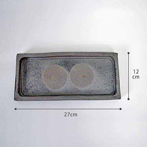 Amazon.co.jp: 信楽焼 黒窯変櫛目9.0長角皿（両面使用可） 料亭 業務用