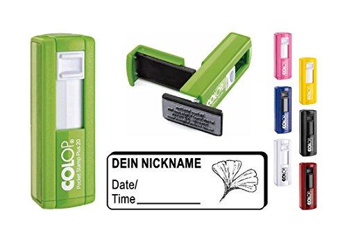 Geocachingstämpel Ginkgo – med personligt namn – 37 x 14 mm