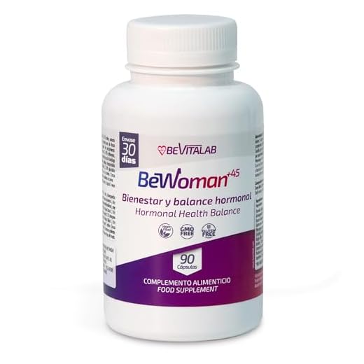 BeWoman+45 BEVITALAB Suplemento para Síntomas de Menopausia Mujer 45+| Alivia Sofocos y Apoya Equilibrio Hormonal con Ashwagandha, Soja, Lúpulo y Azafrán Orgánico 90 Cápsulas Fabricado en España