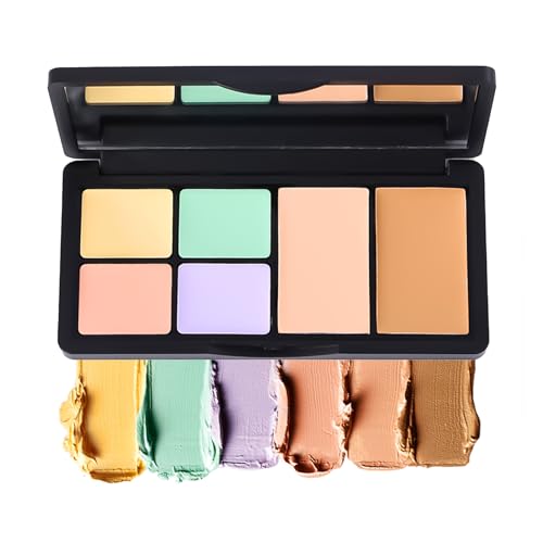 Shefave Colour Corrector Palette Concealer Palettes - 6 Shades Creamy Blendable Texture Full Coverage Concealer for Dark Circles - Contours Waterproof Long Lasting Concealer Matte Foundation Palette