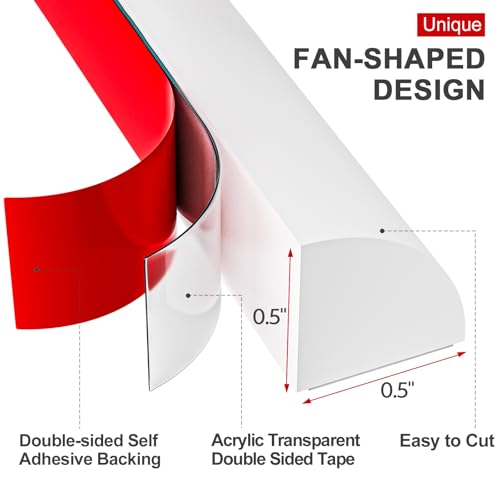 Emycool Silicone Quarter Round Trim, 78 Inch Flexible Quarter Round Molding, Peel and Stick Double-Sided Self Adhesive Molding Trim for Floor, Bathrooms, Wall Corner