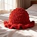 Handmade Knitted red Fisherman's hat with Cartoon-Style Fashion and Warm Knit Hood