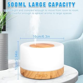 PQETBV Diffusore di Oli Essenziali 500ml Umidificatore ad Ultrasuoni 2 Timer e 14 Colori LED Oli Essenziali Aromaterapia Diffusori per Casa