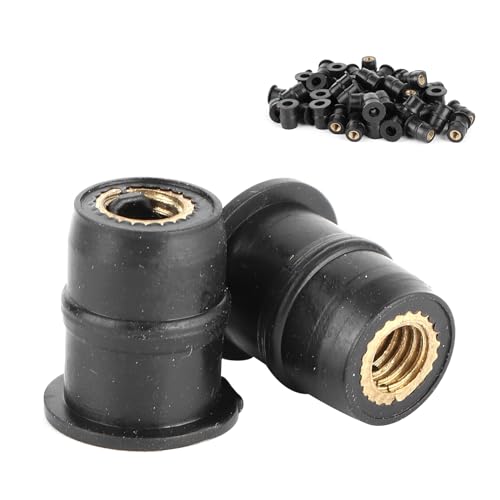 Culnflun M5 Rubber Well Nuts, Universal Vibration Motorcycle Windscreen Fairing Fastener Fixing Tool for Motorcycle Canoe, Boat, Kaya (A 50pcs)