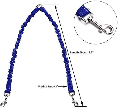 MEKEET Bungee Double Dog Lead No Tangle Two 2 Dog Leash Coupler, For Walking Puppy, Small, Medium, Large dog, Adjustable 19.6 to 31.4 Inches (Blue)