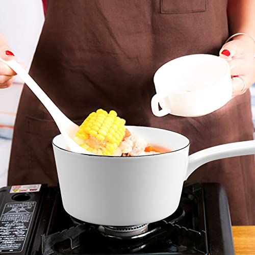 image for Niesporek 1.3L Japanese Style White Milk Pot Kitchen Cooking Pan Pot S