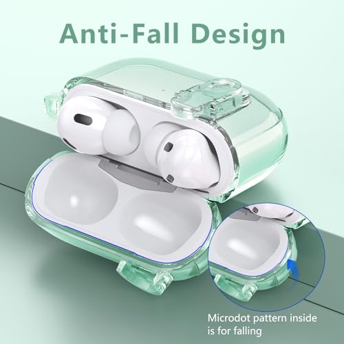 Image of (with Lock) Clear Case Compatible for Cute Apple Airpods Pro1 /2 Cases with Bling Keychain, VISOOM TPU Transparency Air pods Pro 1st 2nd Generation Earbuds Bling Keychain for iPod Pro2 1