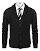 COOFANDY Men's Shawl Collar Cardigans Classic Fit Ribbed Knit Button Front Sweater with Pockets Black