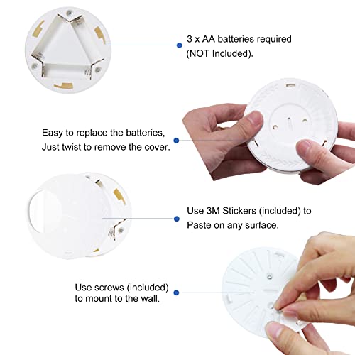 Image of LED Puck Lights with Wireless Remote and Auto Timer, Battery Operated Dimmable Under Cabinet Lights for Kitchen, Bedroom, Doorway, Closet, Hallway and Stairs, 4 Pack(White)