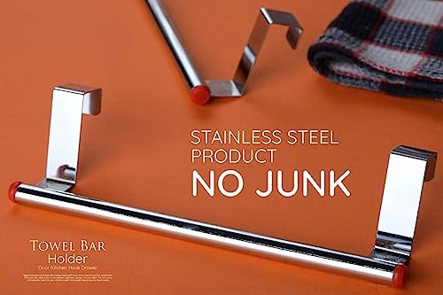 Image of LEAWALL Cabinet Door Kitchen Towel Bar Kitchen Hook Drawer Storage Adjustable Over Stainless Steel Towel Holder /Over Cabinet Towel bar (2)
