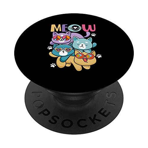 Funny Kitten Meow | Cute Cats Peace Heart | Dueño de gatos PopSockets PopGrip Intercambiable