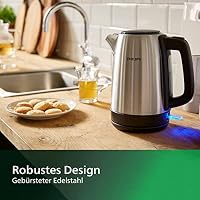 Philips Daily Collection Metall Wasserkocher – 1,7L, Leuchtanzeige, 360°-Basis, Mikro-Sieb-Filter, Flaches Heizelement, Sprungdeckel, Energiesparend, Sicheres Design, Schnelles Aufkochen (HD9350/90) – Ansicht 3