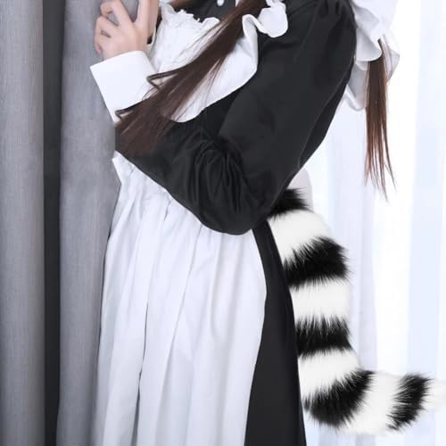 JUNBOON Faux Fur Tail for Cosplay Halloween Party Costume (2-Red) — view 5