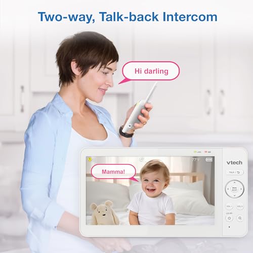 VTech Advanced HQ Max Twin 2 Camera 7” Digital Video Baby Monitor with Pan-Tilt-Zoom, Night Light, Long Range, 2-Way Talk, Display, and Lullabies, No WiFi, White by VTech - Image 6