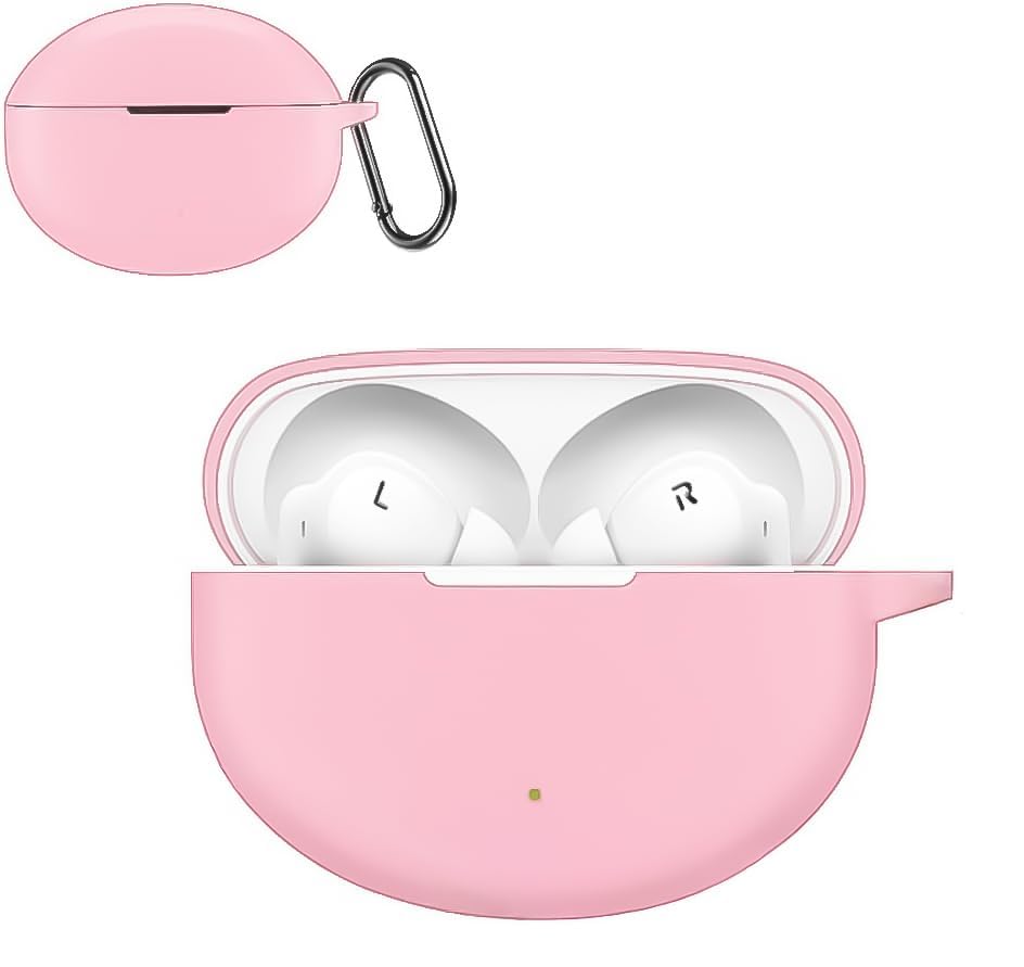 Dl3 Mobilak Compatible with OPPO Enco Air 4 Pro Case Cover, Soft Silicone Shockproof Protective Case Wireless Earbuds with Carabiner, Front LED Visible (Pink)