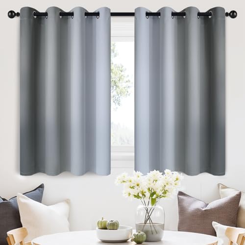 Image of SimpleHome Ombre Room Darkening Curtains 36 inches Length for Bedroom,Grommet Gradient Light Blocking Grey Gradient Window Curtains for Living Room,2 Panels, 52x36 inches