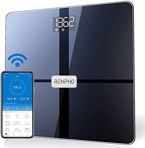 RENPHO-Premium-Wi-Fi-Bluetooth-Scale-Smart-Digital-Bathroom-Weight-BMI-Body-Fat-Scale-Tracks-13-Metrics-Wireless-Body-Composition-Analysis-Health-Monitor-with-ITO-Coating-Technology-Dark-Blue