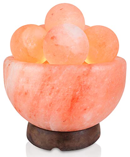 Himalayan Secrets Abundance Bowl Salt Lamp With Massage Balls 6" 25-Watt Bulb And Dimmer Included (6" Bowl W/ 6 Massage Balls) #TOP1
