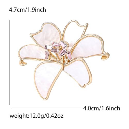 Image of Rhinestone Flower Brooch 18K Gold Plated Flower Floral Brooch Elegant Pearl Lapel Pin Costume Jewelry Thanksgiving Day Birthday Wedding Gifts for Mom Wife