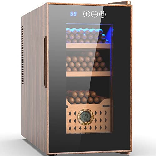Wiaee Electric Cigar Humidor, Cigar Humidors Electric With Hygrometer (23L 150 Capacity), Humidor Cigar Box With Spanish Cedar Wood Shelves And Drawer, 0.8 Cu Ft Humidor Thanksgiving Gifts For Men #TOP23