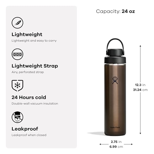 Hydro Flask Lightweight Wide Flex Chug Cap - Insulated Stainless Steel Water Bottle 24 Oz Obsidian - image 3