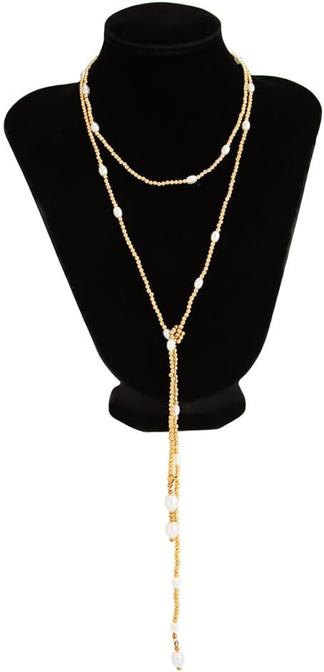 Layered Long Chain Choker Dainty Gold Beaded Pearl Lariat Y Necklaces for Women Charm Silver Beads Pearls Necklace Trendy Party Jewelry Accessories - Image 9