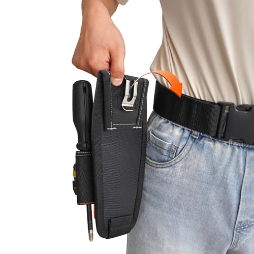 Image of MELOTOUGH 7-Pocket Technician Pouch-Small Pocket Tool Belt Pouch with Belt Clip,Clip on Larger Pockets & Loop, Clip on-Tool Holder Accessory