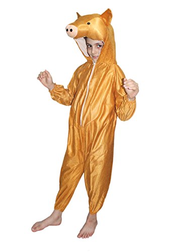 Image of Kaku Fancy Dresses Pig Farm Animal Costume For Kids - Brown, 7-8 Years | Animal Fancy Dress For Boys & Girls
