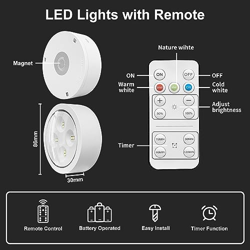 Pacote com 3 unidades de luz de imagem sem fio operada por bateria com 3 modos de iluminação remotos