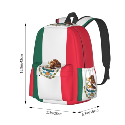 Mexico Mexican Eagle Flag Laptop Commuter Backpack Shoulder Bag Casual Back Pack Daypack Bags With Side Pockets For Work Travel Daily Use4