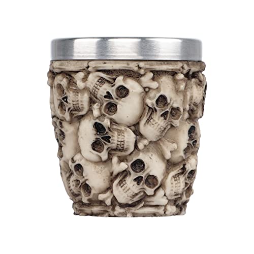 Skeleton Heap of Skulls Viking Skull Cup Medieval Warrior Coffee Mug Stainless Steel Gothic Tankard Chalice Halloween Xmas Ossuary Skeleton Wine Drinking Pirate Resin Holder Decor