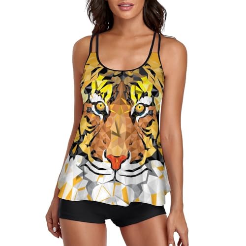 Maillot de bain tankini doré pour femme avec short de garçon et robe plage