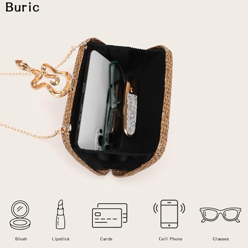 Image of Straw Clutch Purses Summer Beach Purse for Women Woven Vacation Handbags Snake Clasp Straw Beach Bag