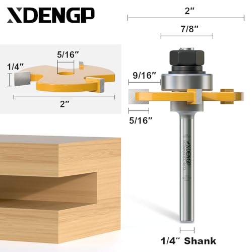 Image of Slot Cutter Router Bit 1 /4 Shank, 3 Wing Slotting Cutter Router Bit for T-Molding Slot Cutting | 1 /4 inch Carbide Height