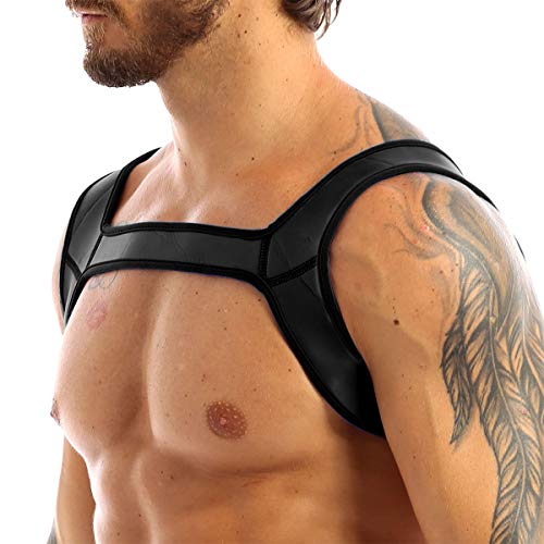 Mens Neoprene Double Shoulder Strap Harness Muscles Protector Belt Club Wear Costume3