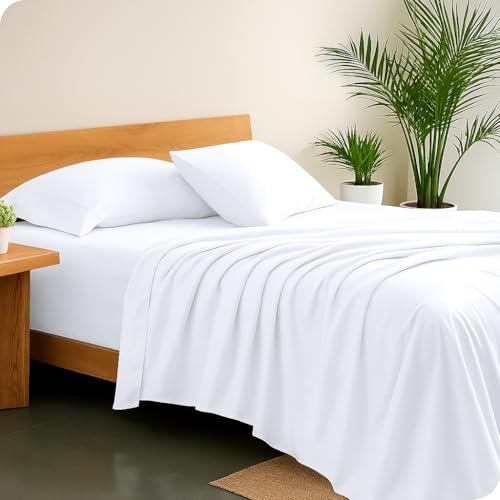 Image of Cotton Bedsheet - White King Size 102 x 108 Inches | Lightweight, Super Soft & Wrinkle-Free Cotton Flat Sheet with 2 Pillow Covers