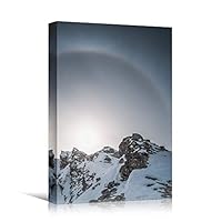 Canvas Wall Art Snowy Tops II Cool Dramatic Mountain Nature Photography Romantics - 12x18 inches