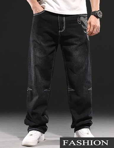 Y2k Skateboard Pants Hip Hop Embroidered Jeans Men Baggy Denim Jeans Vintage Graphic Relaxed Loose Fit Cargo Black Trousers2