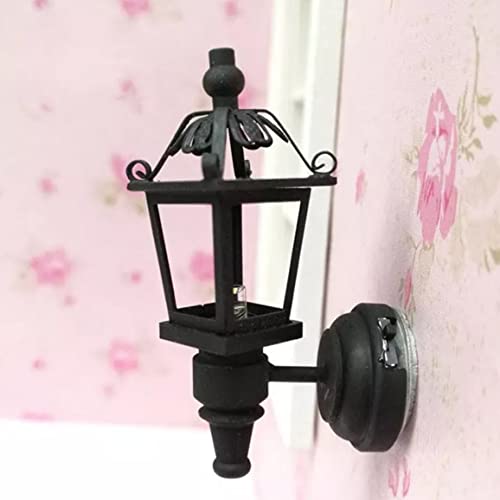 Jorzer 1/12 Scale Miniature Lamp Dollhouse Miniature Vintage Led Wall Lamp Miniature Dollhouse Lighting Accessories With Battery Black Metal Dolls' House Dolls & Accessories #TOP4