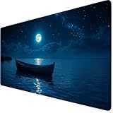 Mouse Pad Black Desk Mat Large 23.6x11.8in XXL Waterproof Mousepad with Stitched Edges and Non-Slip Base, Extended Gaming Mouse Pad Moon Keyboard Pad Desk Accessories for Women, Office Decor F1-29