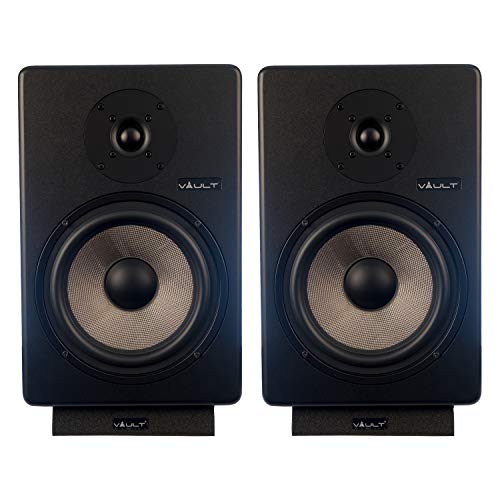 Image of VAULT C8 8-Inch Powered Studio Reference Monitors Pair with Acoustic Foam Pads Wired Subwoofer (Black)