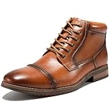 Arkbird Oxford Dress Boots for Men - Brown Leather Men's Fashion Side Zip Cap Toe Mid-Top Chukka Ankle Boot Size 11