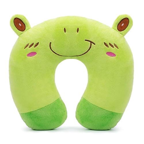 WDOPEN Almohada de Viaje para niños, Soporte de Cuello en Forma de U para aliviar el Dolor, para la Oficina en casa, Camping, Viajes, avión, Coche, Tren (Ranas)