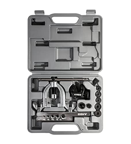 Ares 18019 - Double Flaring Tool Set With Extra Adapters- Use On Copper, Aluminum, Soft Steel Brake Line And Brass Tubing - Includes Mini Tubing Cutter And Storage Case #TOP7