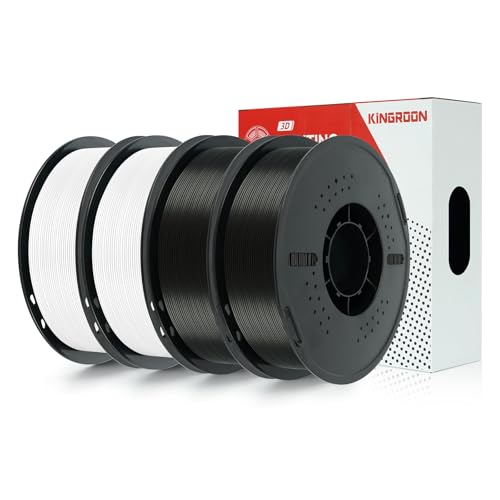 Image of Kingroon PETG 3D Printer Filament, Dimensional Accuracy + /- 0.03 mm, 1 kg Spool(2.2lbs), 1.75mm,2KG White+ 2KG Black