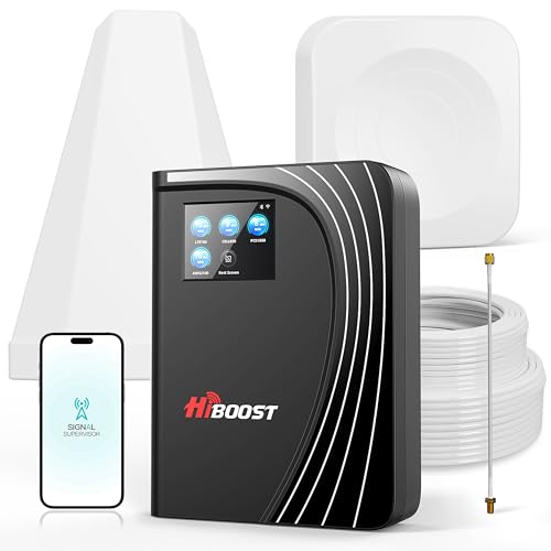 Cell Phone Booster for Home Office, Cover to 8,000 Sq Ft Signal Booster 4G LTE Compatible 5G with LCD Touch Screen 70dB Gain for All U.S. Carriers Verizon, AT&T, T-Mobile, App Support, FCC Approved